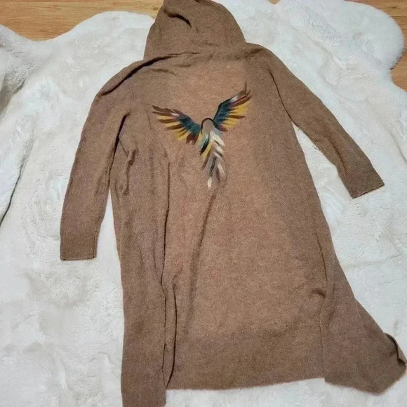 Saccharine New York Wool Alpaca Art To Wear Felted Eagle Bird Duster Sweater S - Picture 2 of 8